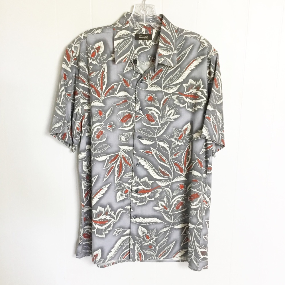 Tasso Elba Hawaiian shirt Size M Button Down Mens